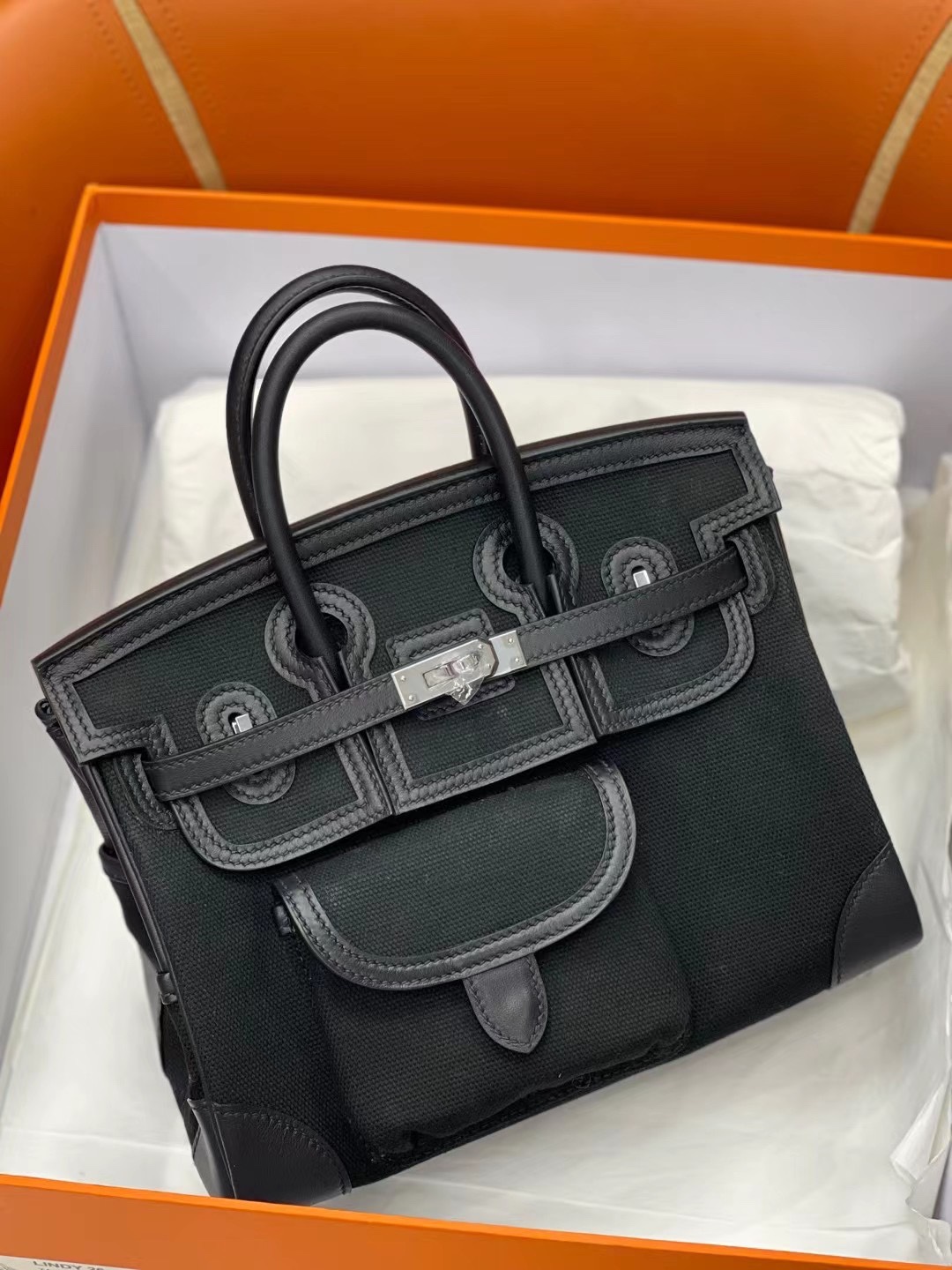 에르메스 버킨백25 카고 블랙 은장